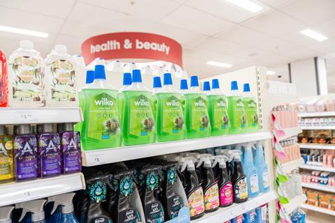 Cleaning products on display at Wilko store in Plymouth
